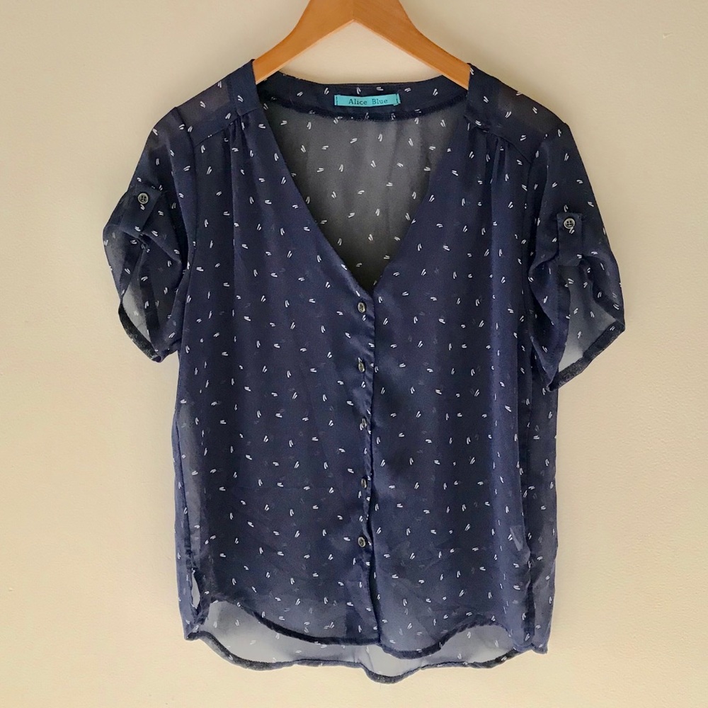 Alice Blue Loose Printed Top